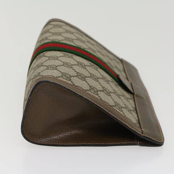 GUCCI GG Canvas Web Sherry Line Clutch Bag Beige Red Green 89.01.001 Auth yk7287 - Picture 3 of 16